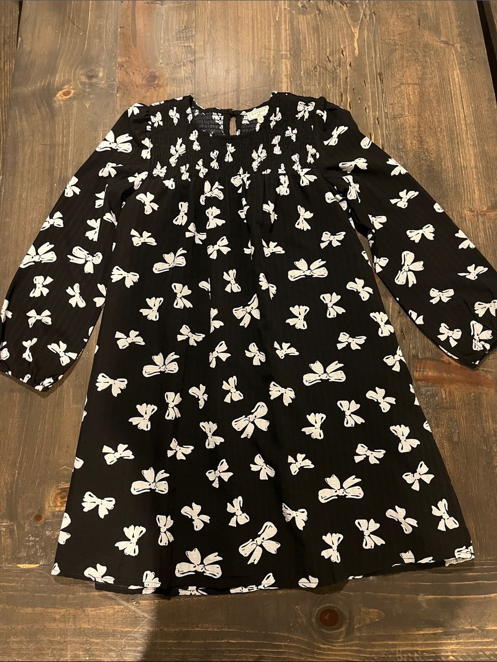 Hayden Black Dress with White Bow Pattern